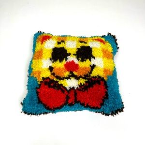 Vintage Latch Hook Kitten Pillow